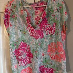 Lilly Pulitzer Pink and Green Floral Top